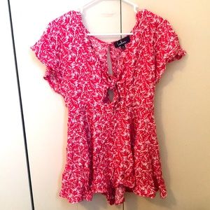 Red and white flowy romper